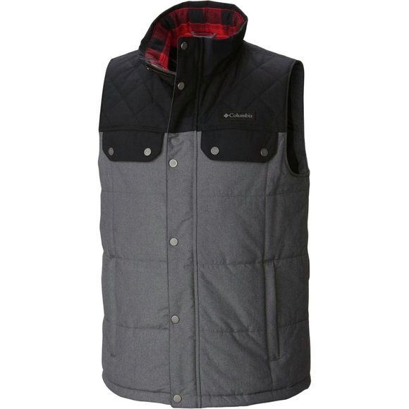 **SOLD** NWOT Columbia Ridgestone Puffer Vest in Gray and Blue w Flannel medium - Picture 1 of 8